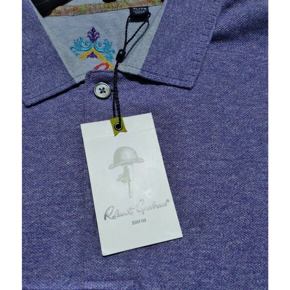 Robert Graham Knowledge Wisdom Truth Polo Shirt Heathered Light Purple Men Sz-XL - Picture 3 of 9